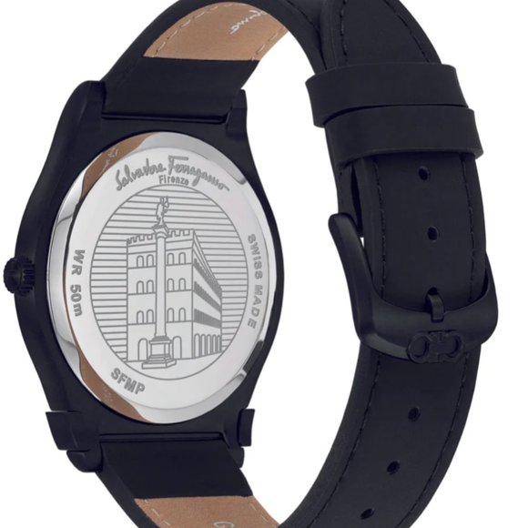 Ferragamo Black Red Accent 41mm Watch New - Picture 2 of 4
